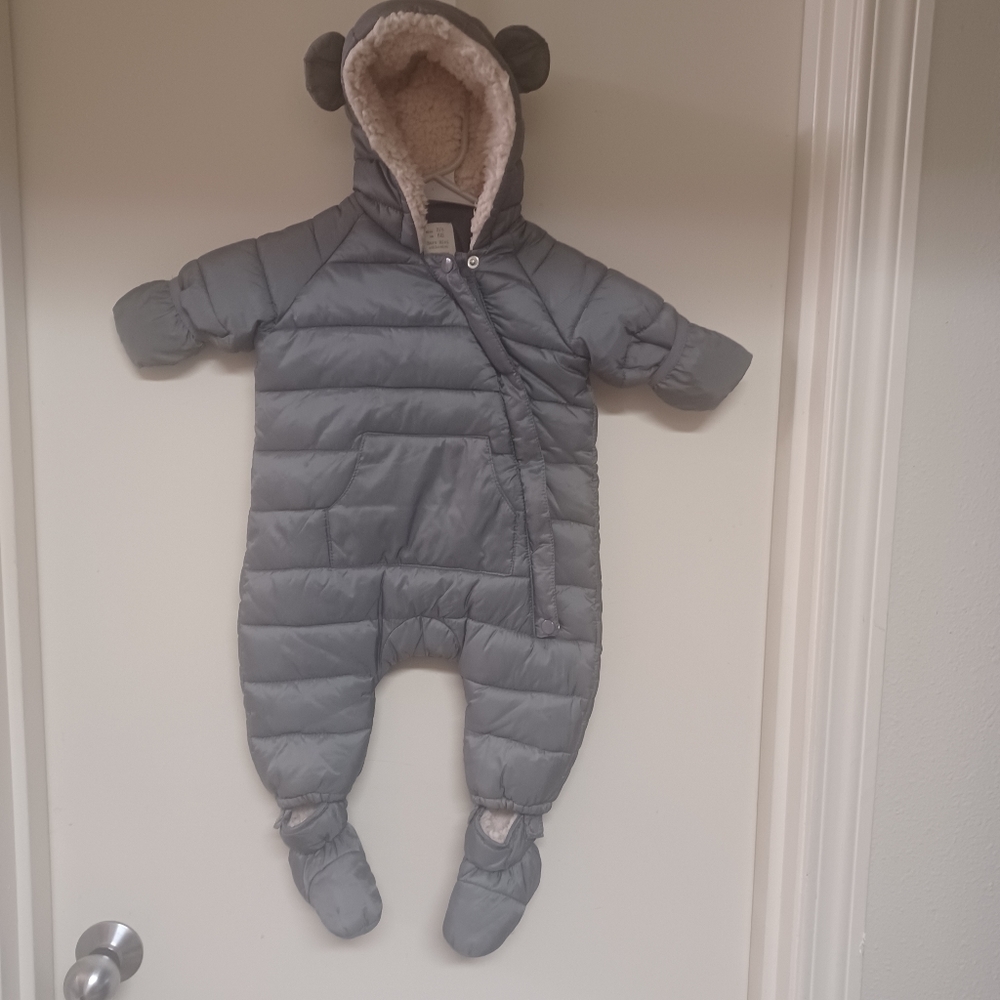 LAST CHANCE ZARA Mini Anorak sherling lined teddy snowsuit Infants sz 3/6M
